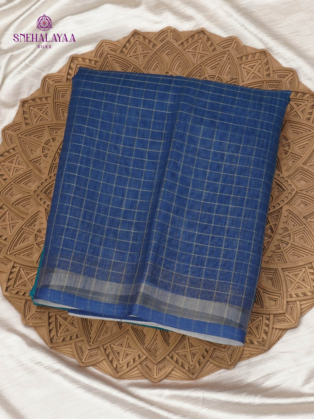 Blue Linen Saree