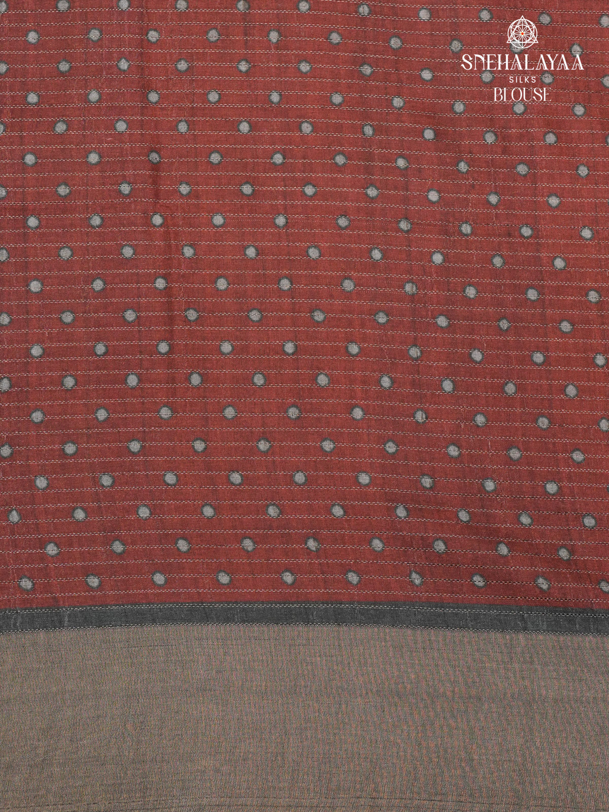 Brown Floral Printed Tussar Saree