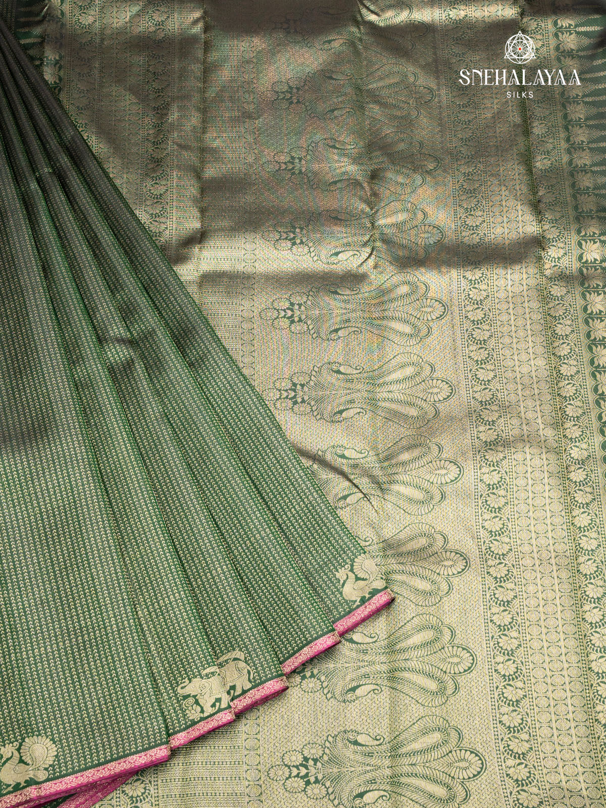 Forest Green Kanjivaram Silk Saree