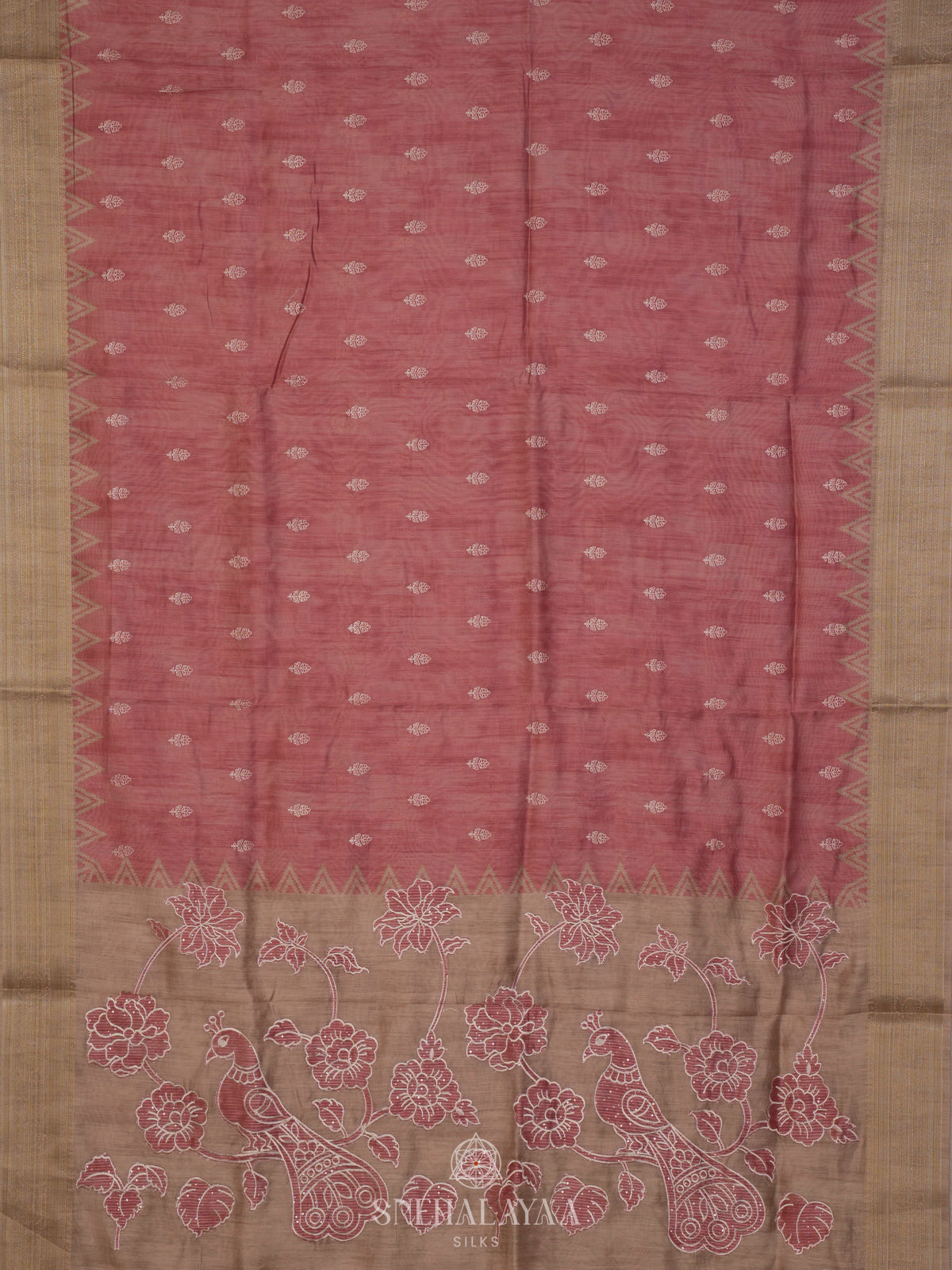 Pale Pink Munga Tussar Saree
