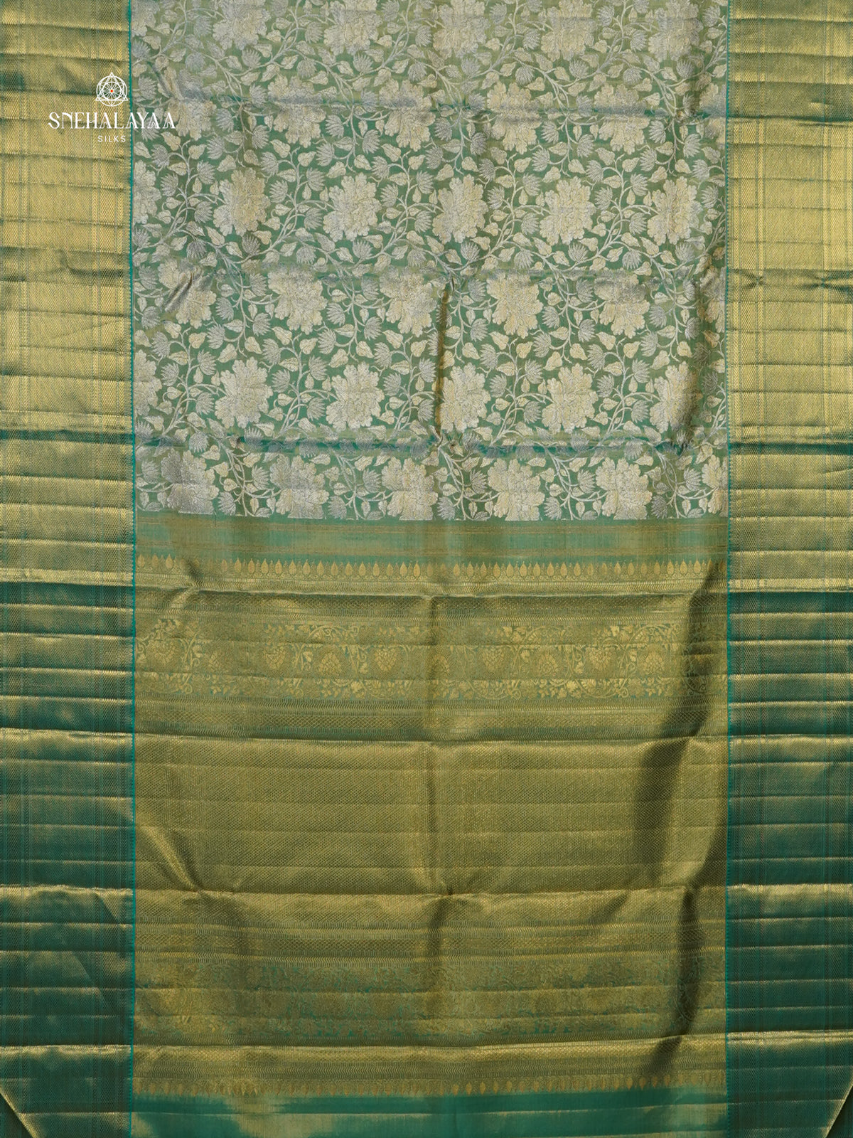 Seafoam Green Kanjivaram Silk Saree