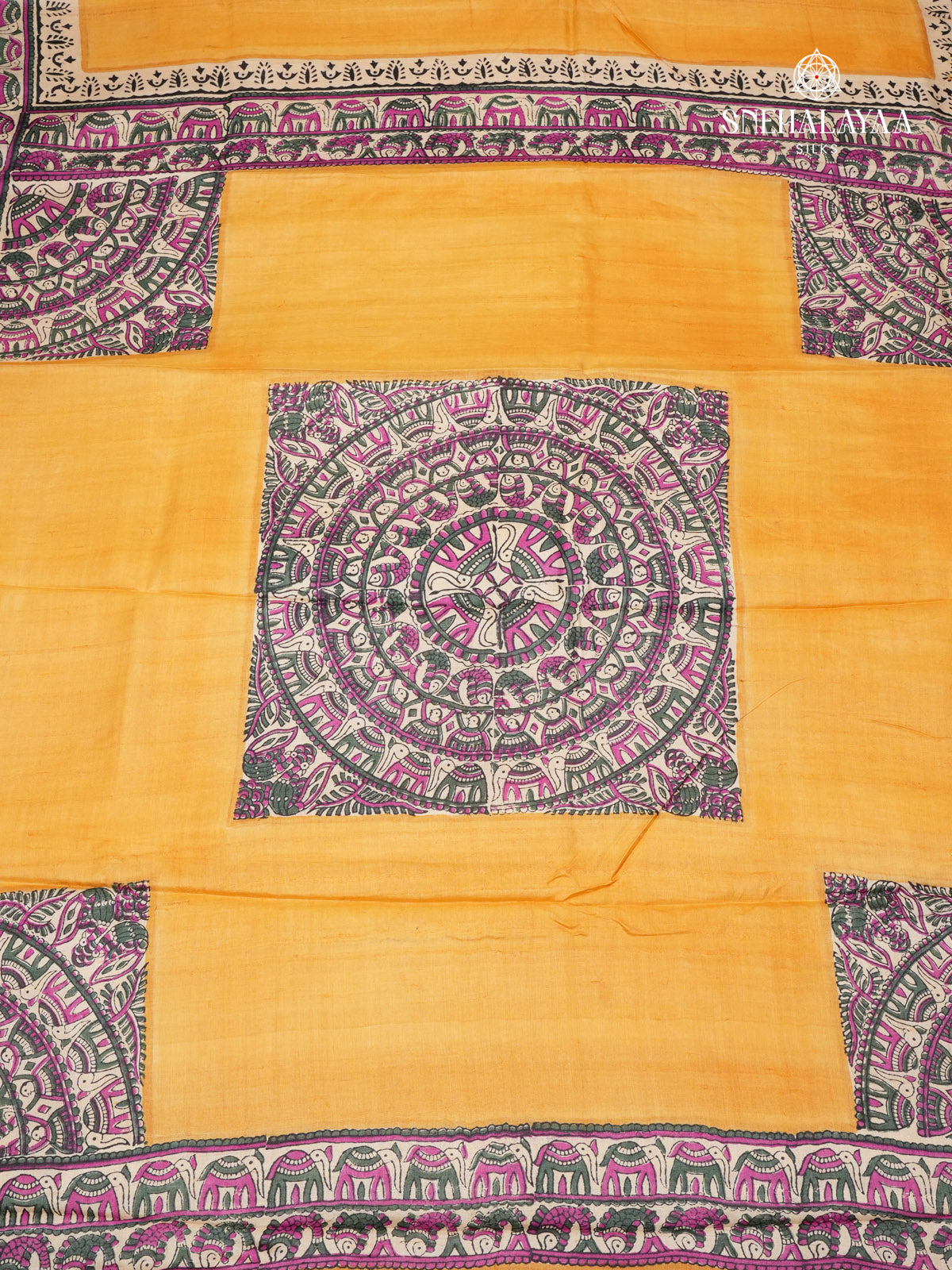 Mango Yellow Tussar Silk Saree
