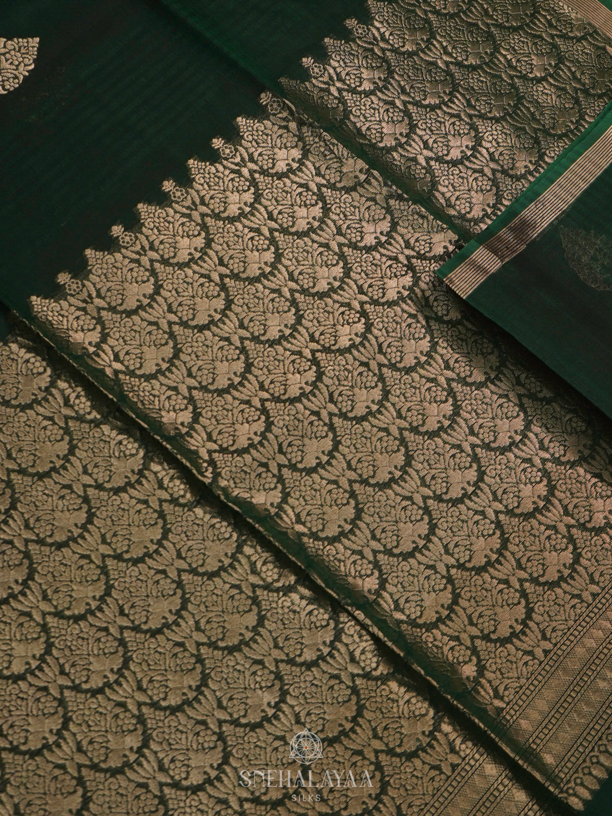 Forest Green Kora Silk Cotton Saree