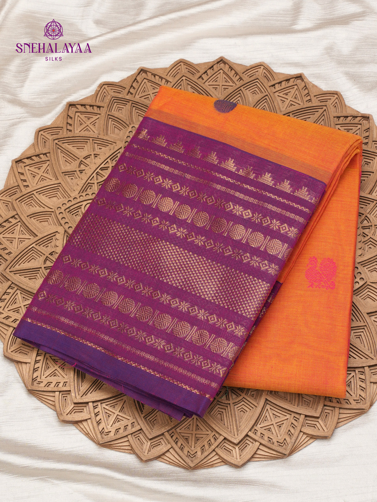 Rust Orange Kanchi Cotton Saree