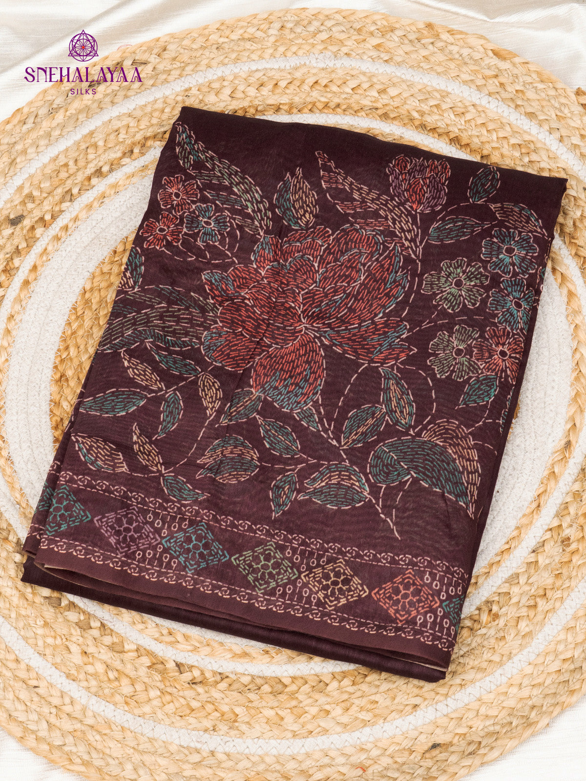 Burgundy Linen Saree