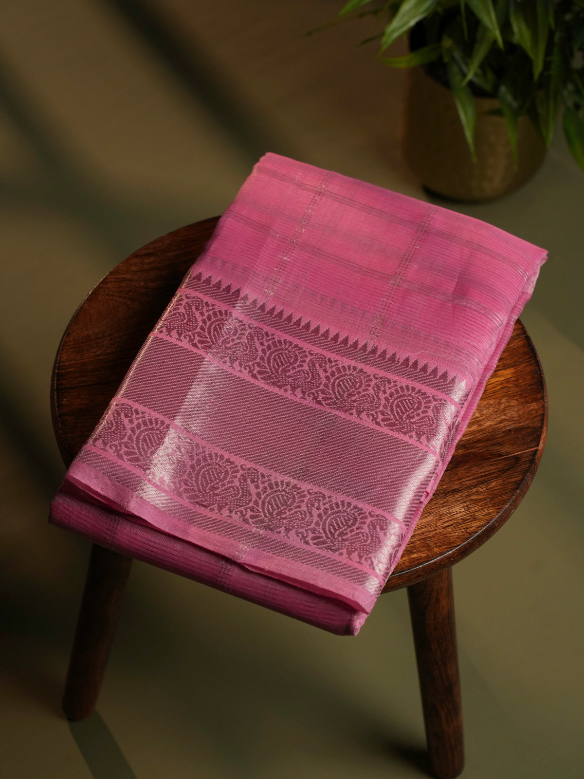 Pink Mangalagiri Silk Cotton Saree