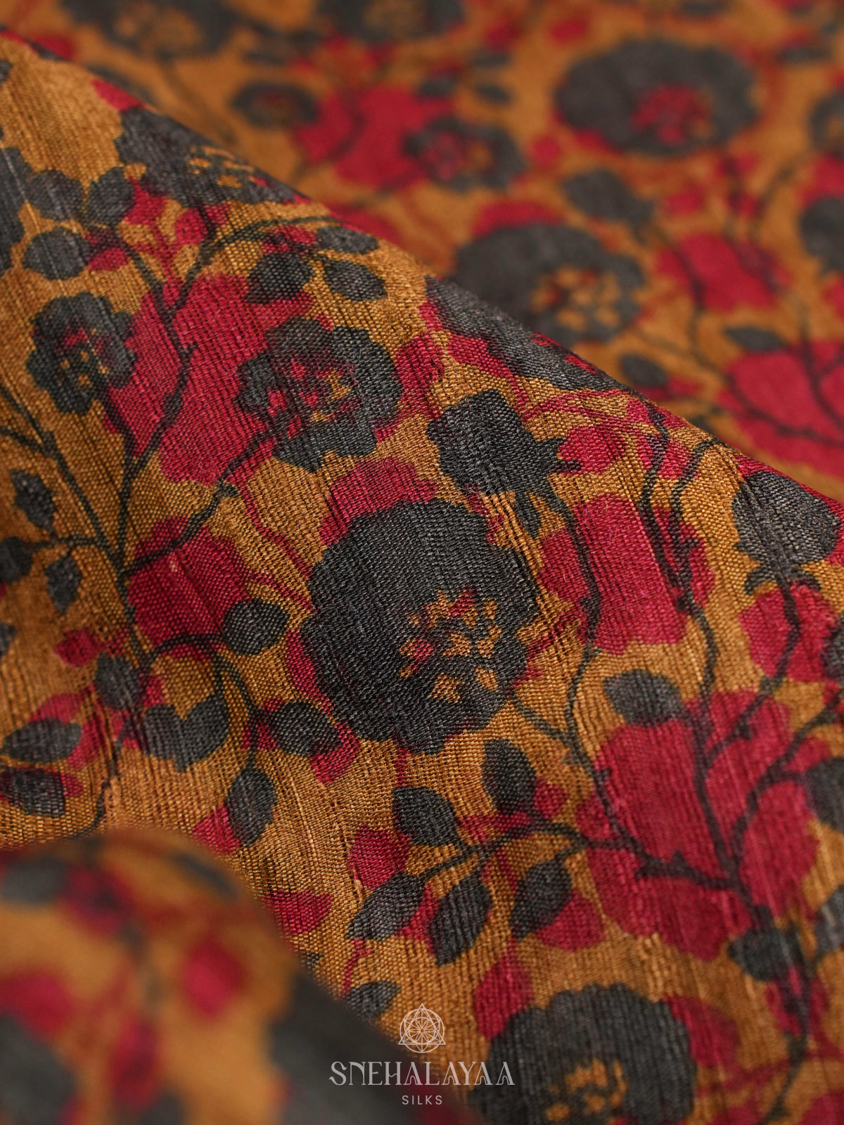 Mustard Yellow Munga Tussar Saree