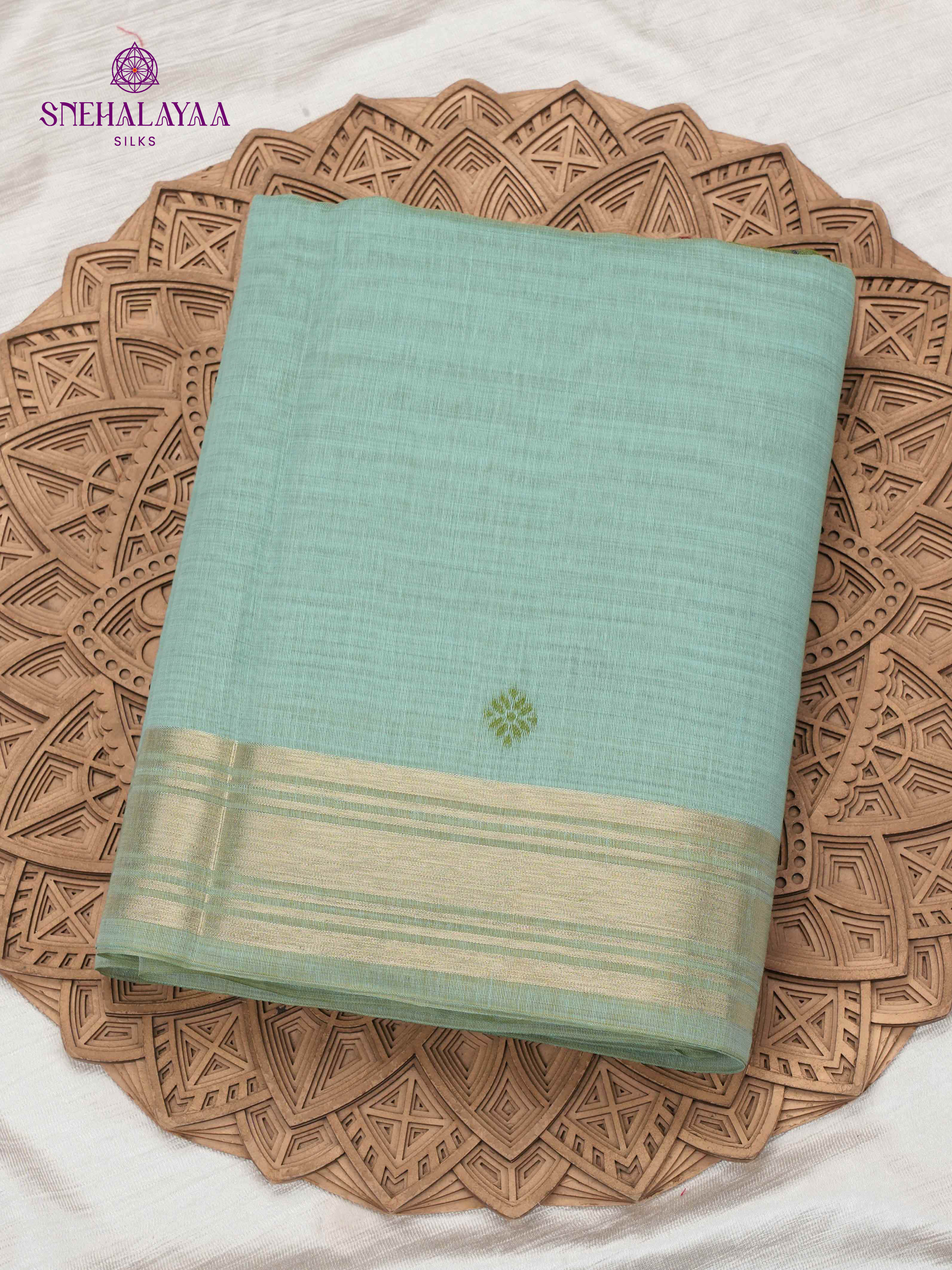 Ocean Blue Munga Cotton Saree
