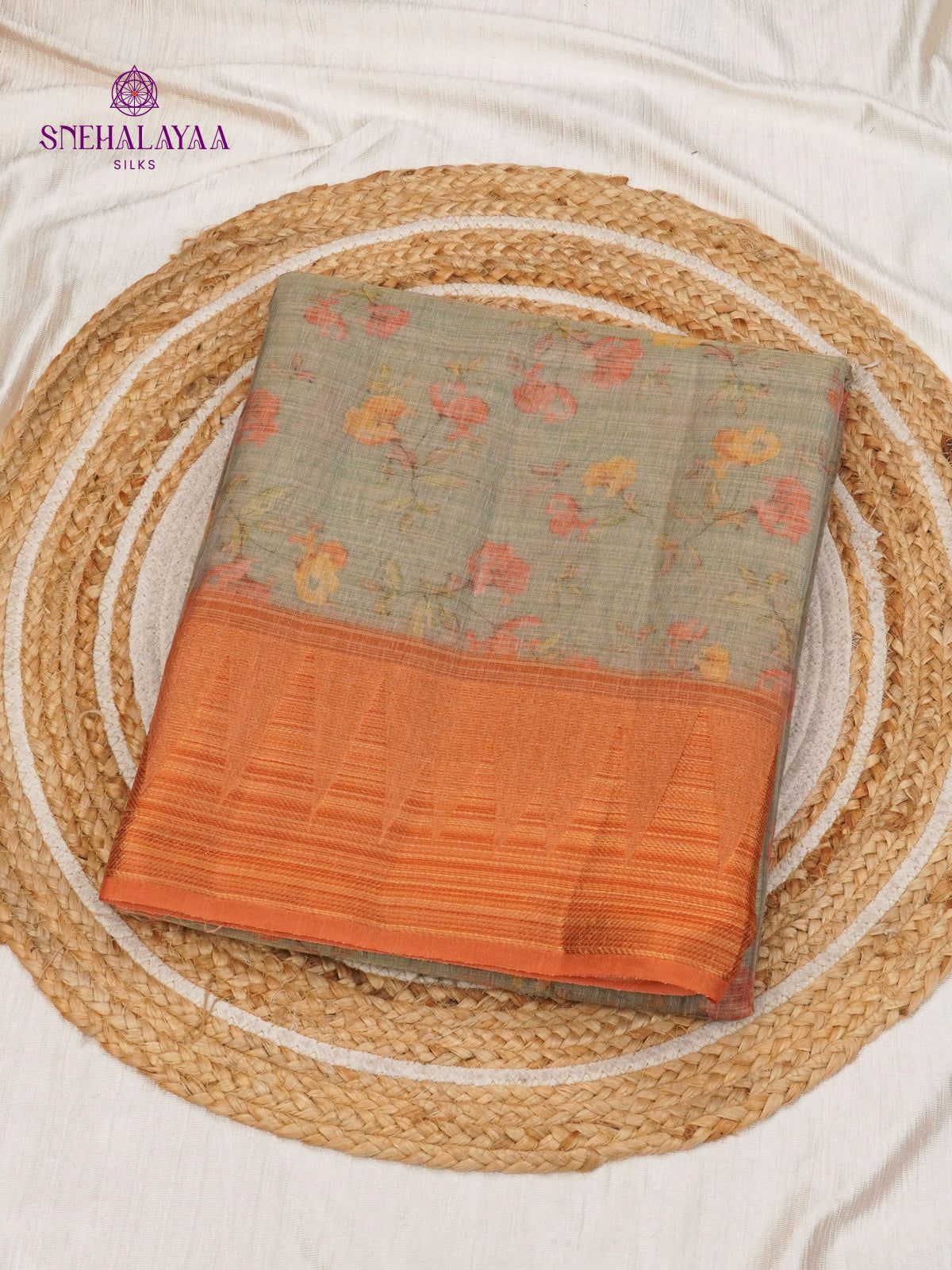 Grey Linen Tissue Saree