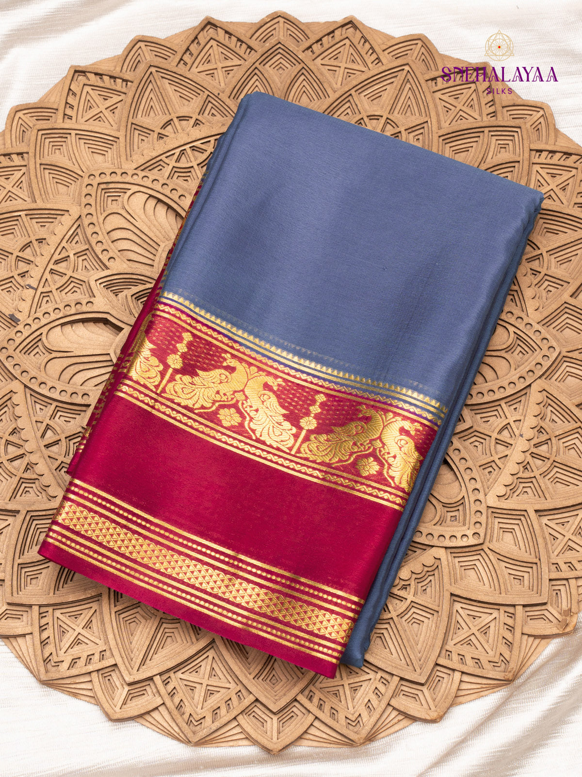 Grey Mysore Silk Saree
