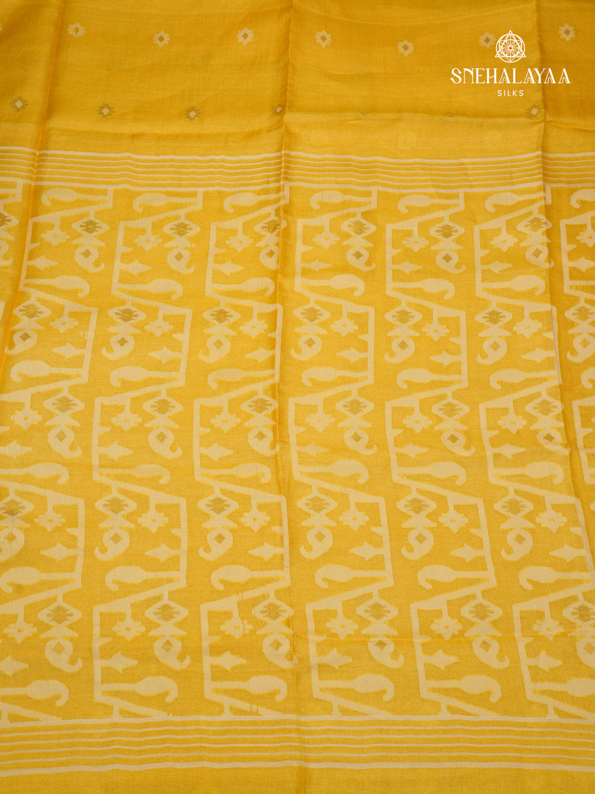 Yellow Tussar Silk Saree
