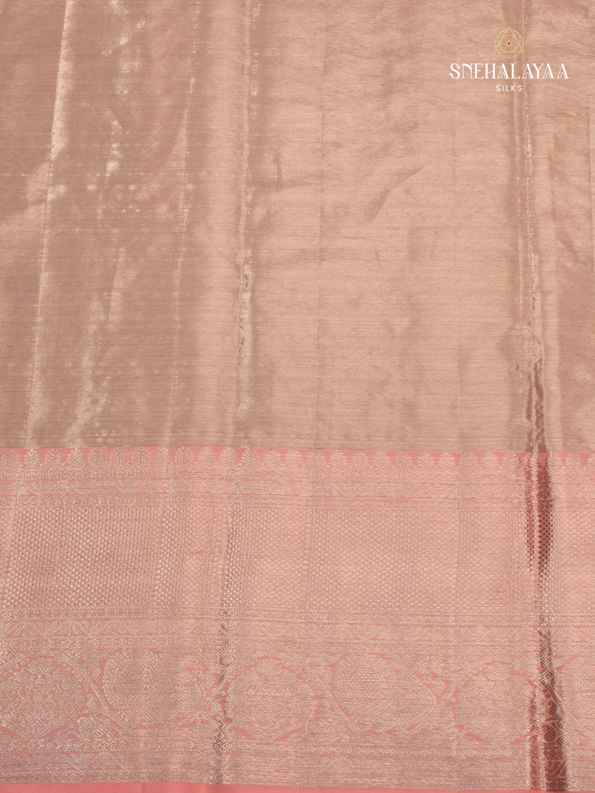 Peach Pink Kanjivaram Tissue Silk Saree