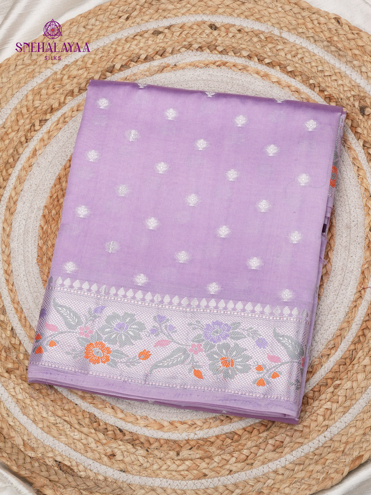 Lavender Banaras Dupion Silk Saree