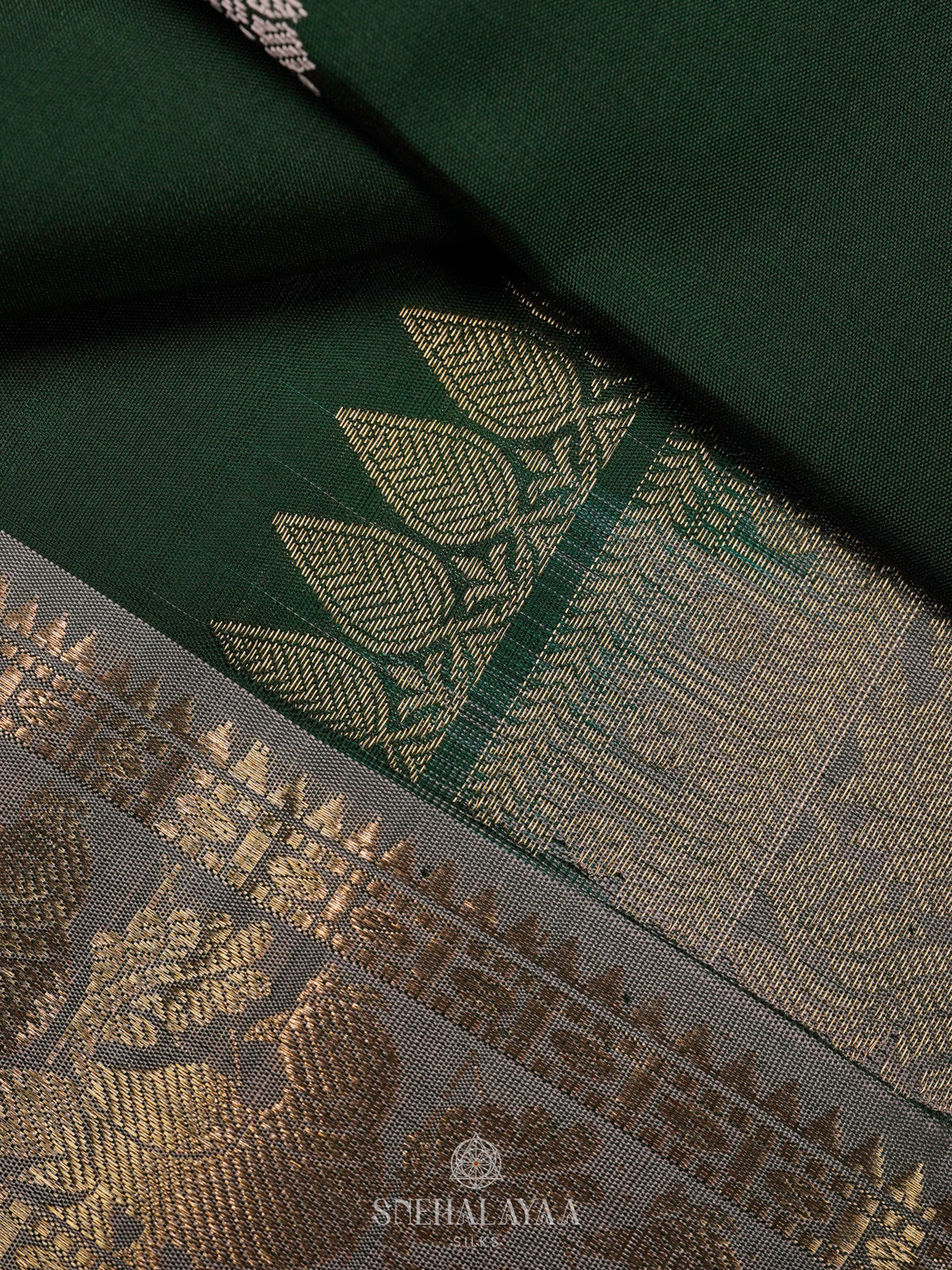 Forest Green Kanjivaram Silk Saree