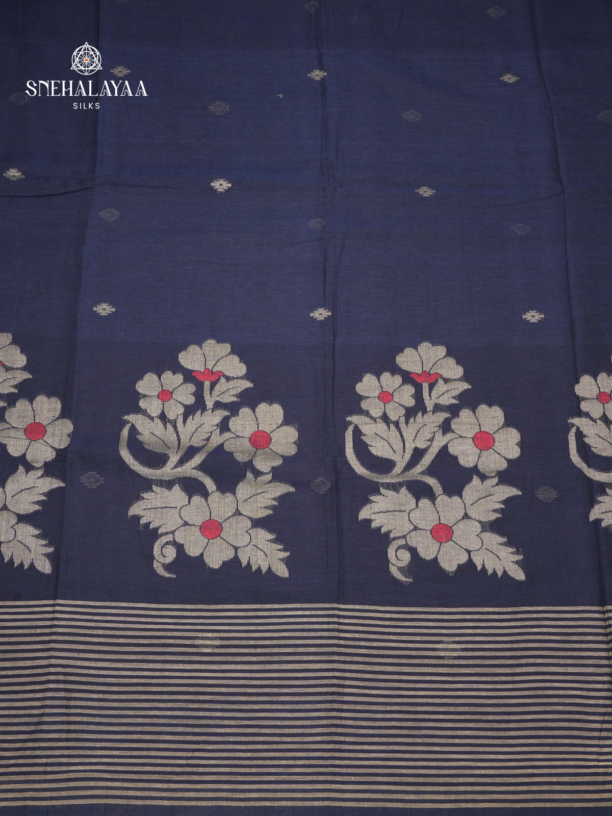 Navy Blue Sambalpuri Cotton Saree