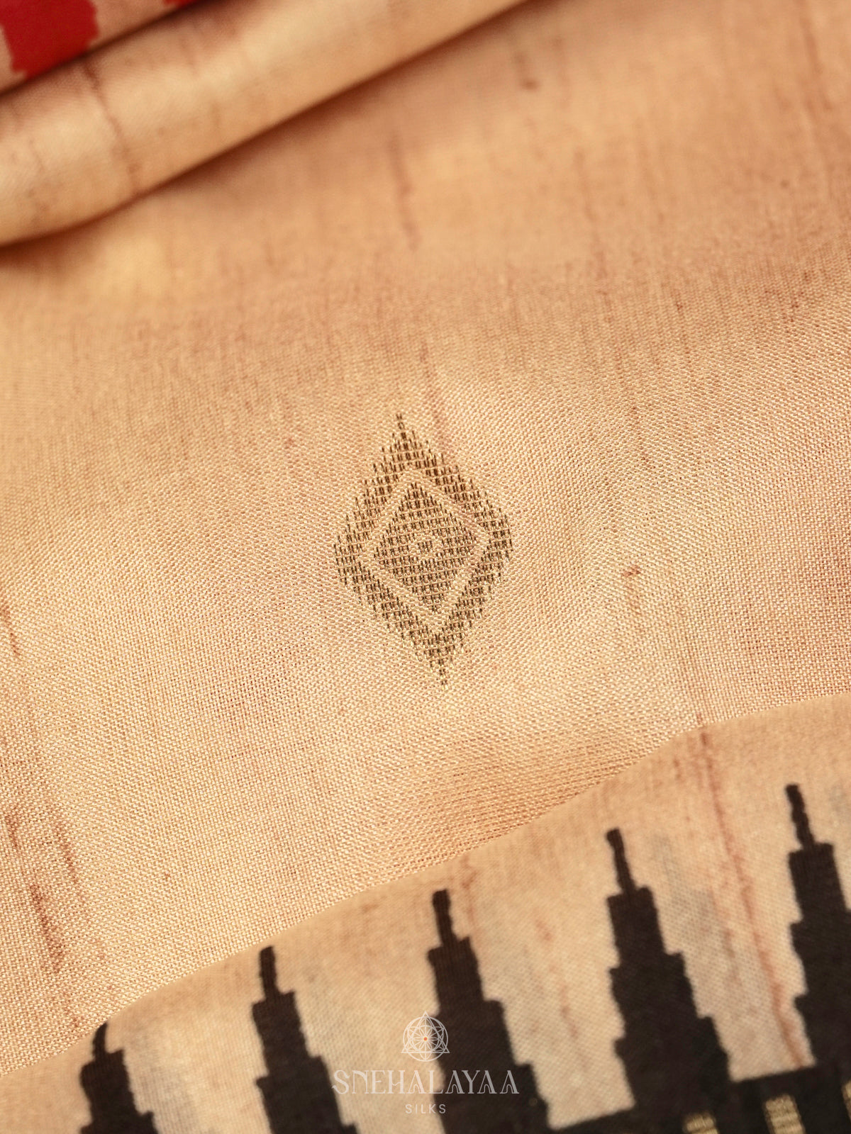 Cream With Pink Border Tussar Saree
