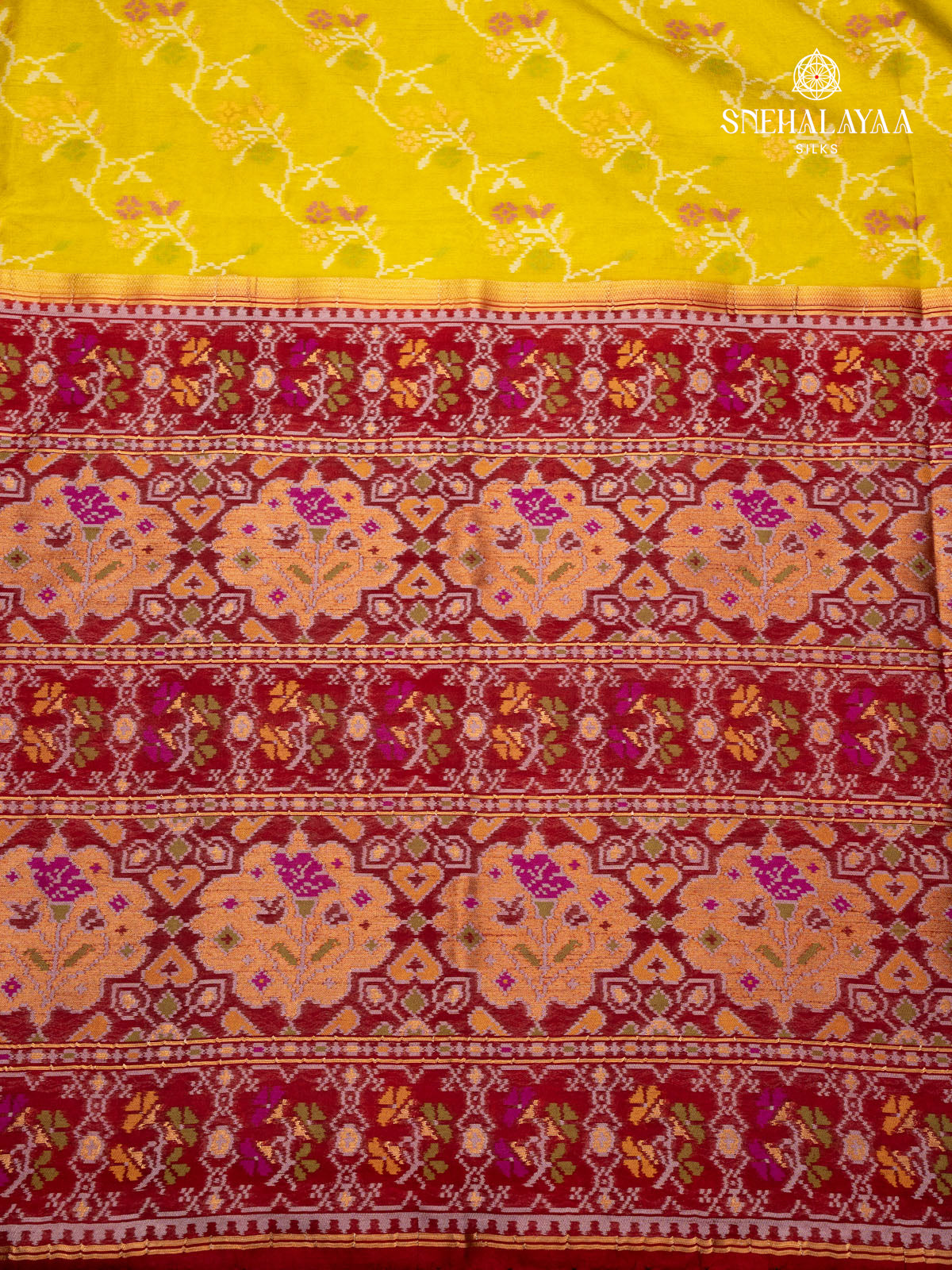 Yellow Ikat Silk Saree