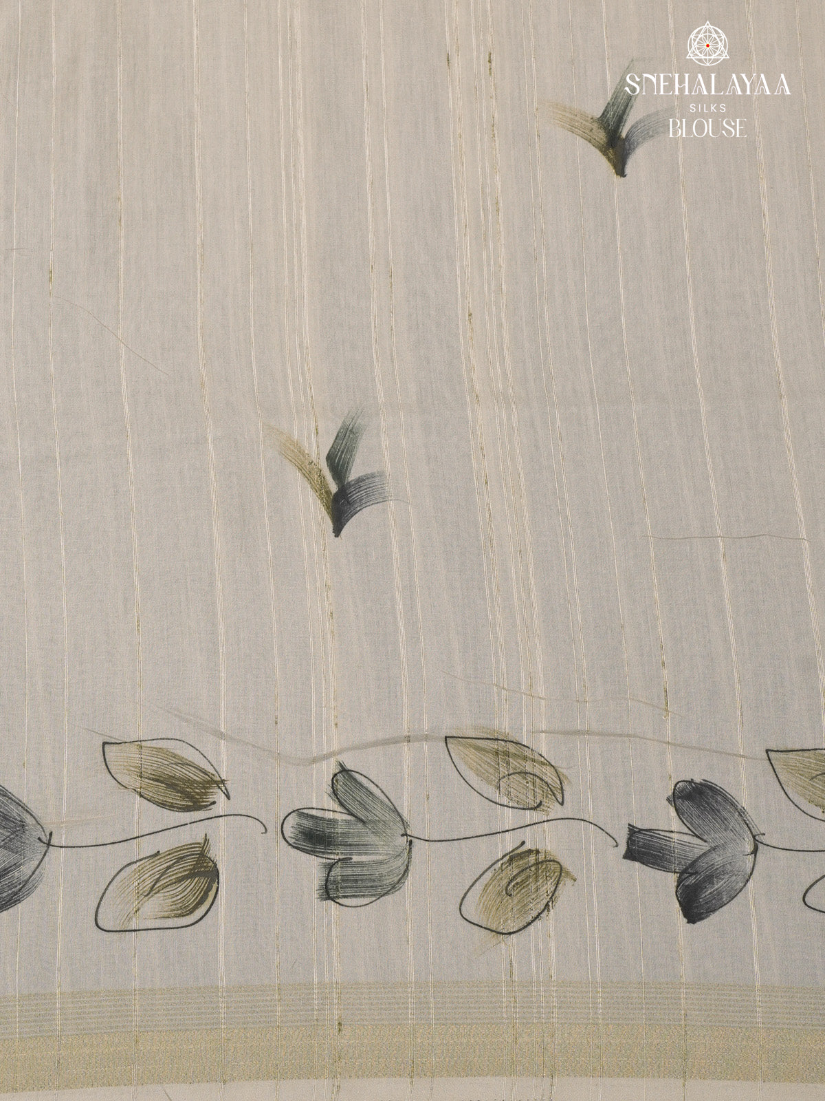 Grey Floral Printed Tussar Saree