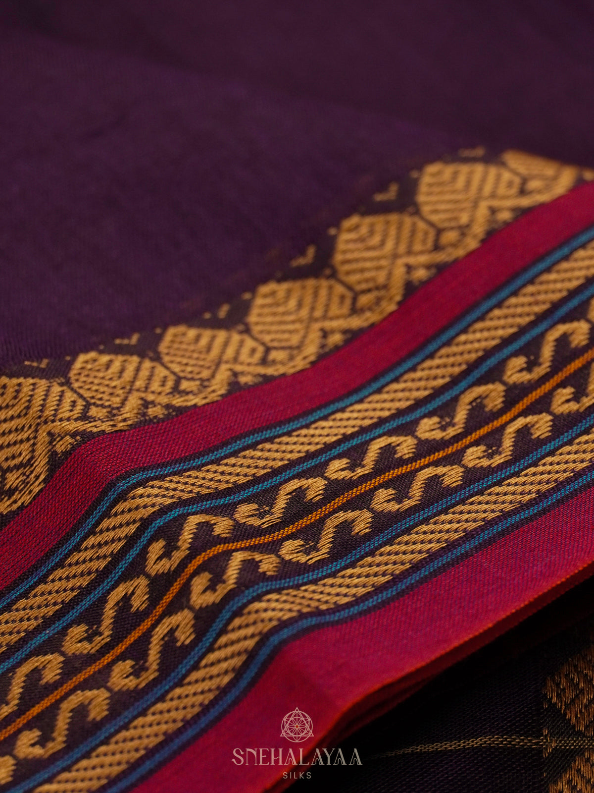 Purple Narayanpet Cotton Saree without Blouse