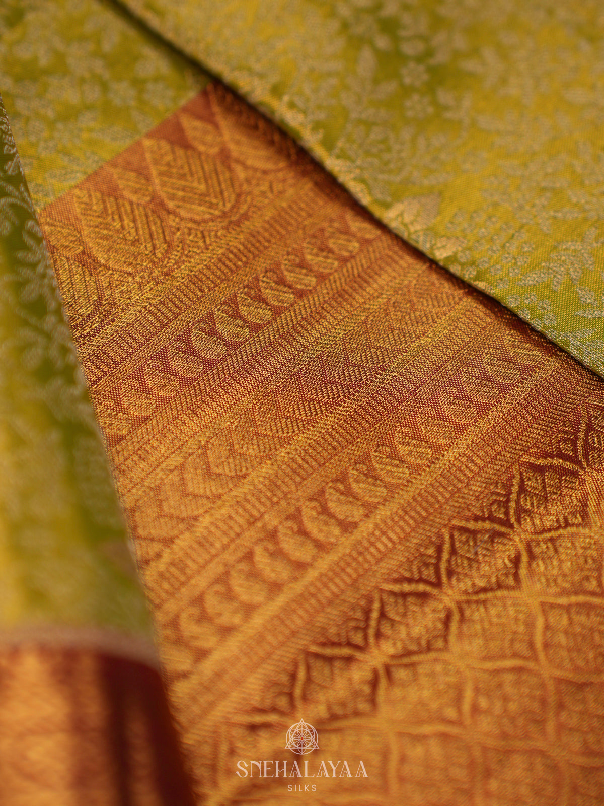 Lime Green Kanjivaram Silk Saree