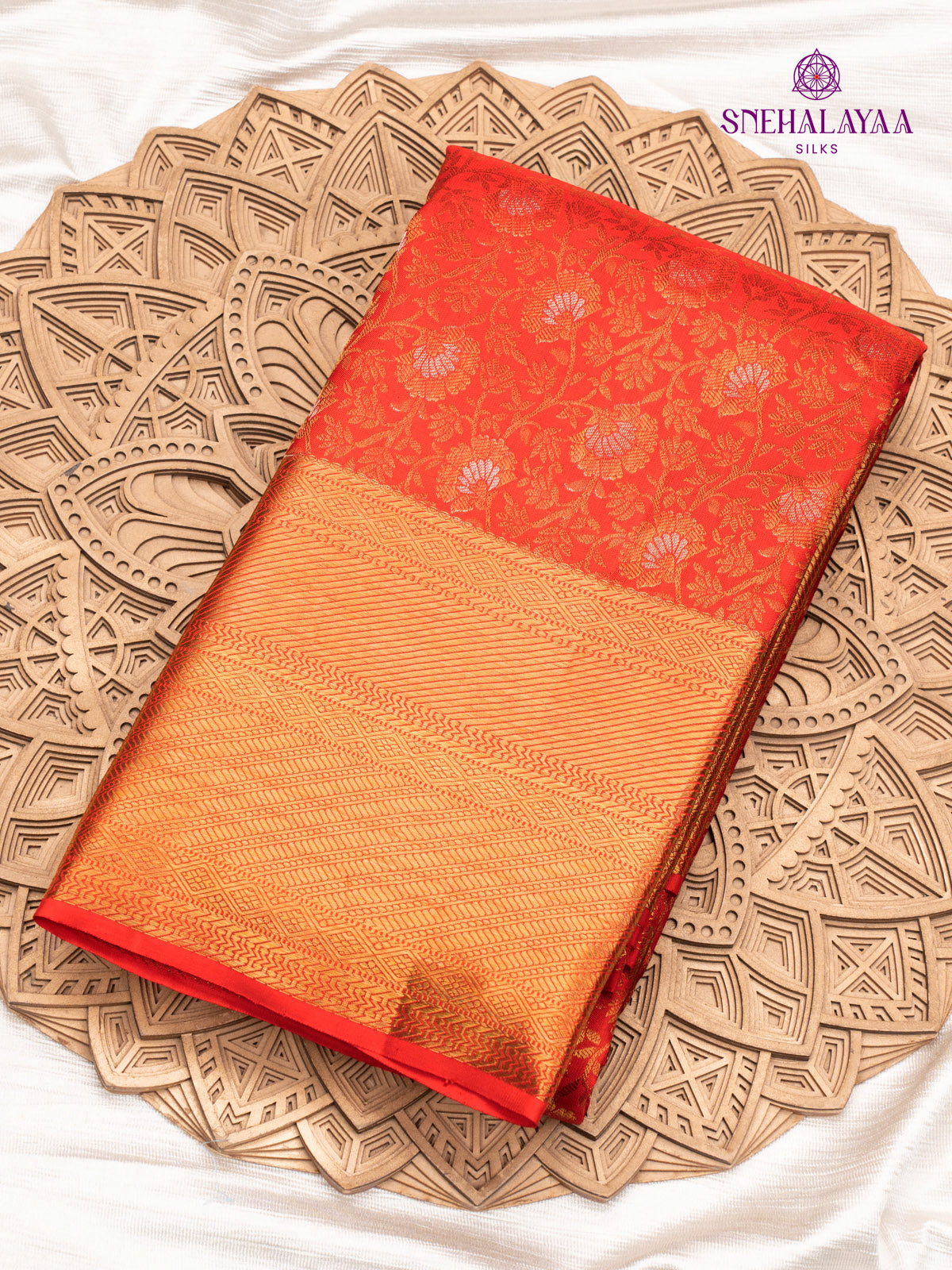 Rust Orange Kanjivaram Silk Saree