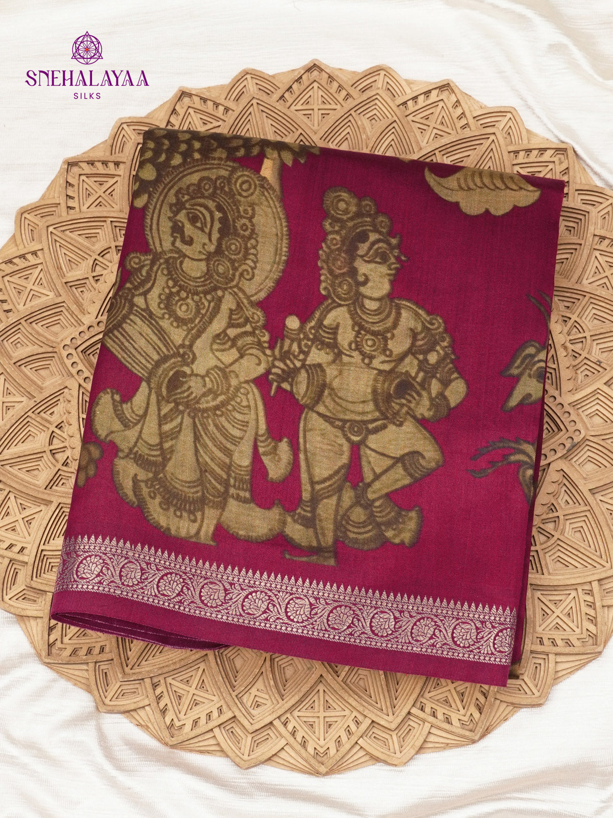 Magenta Chiniya Silk Saree