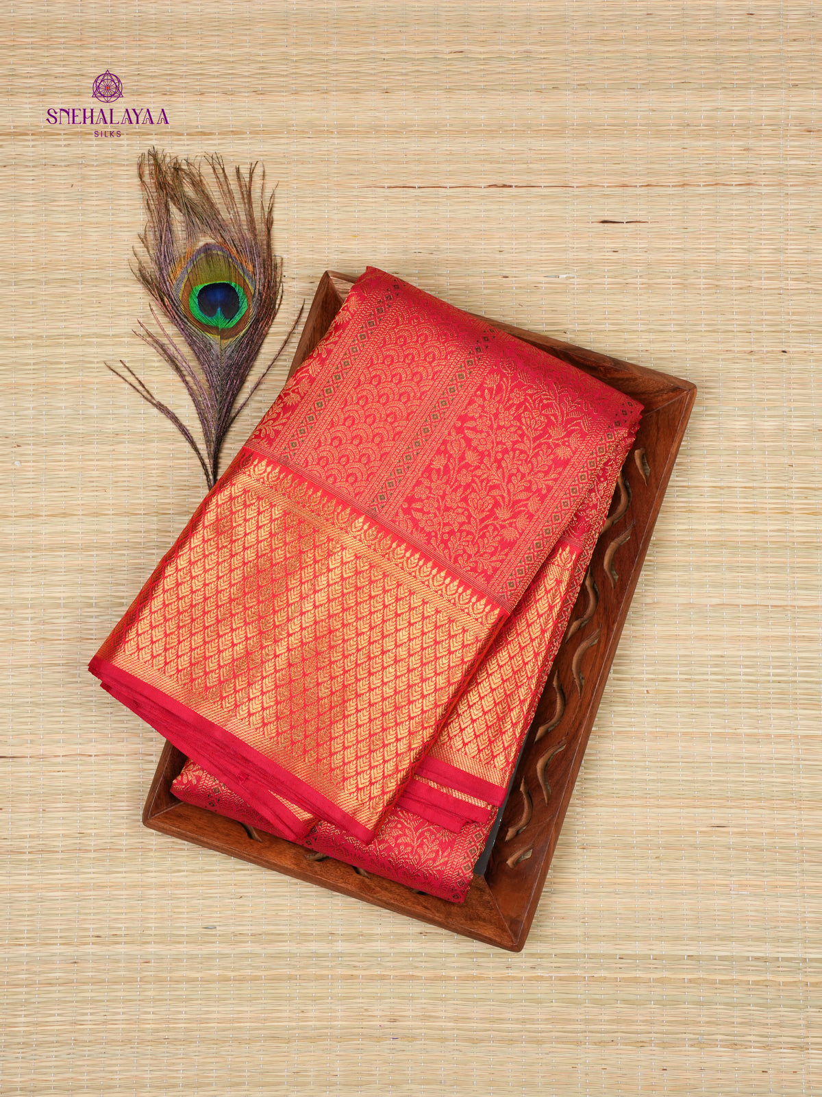 Crimson Red Kanjivaram silk saree