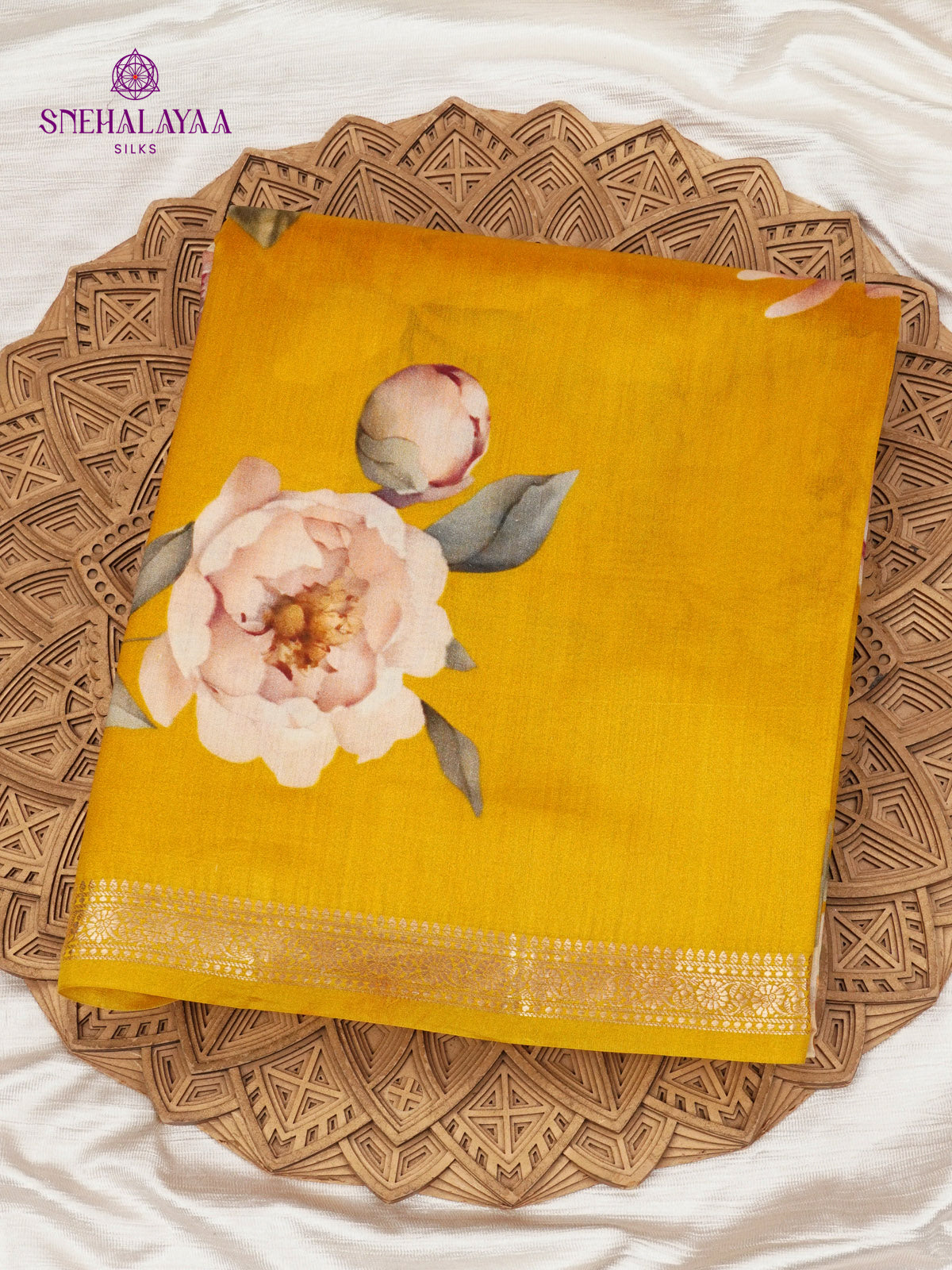 Mango Yellow Chiniya Silk Saree
