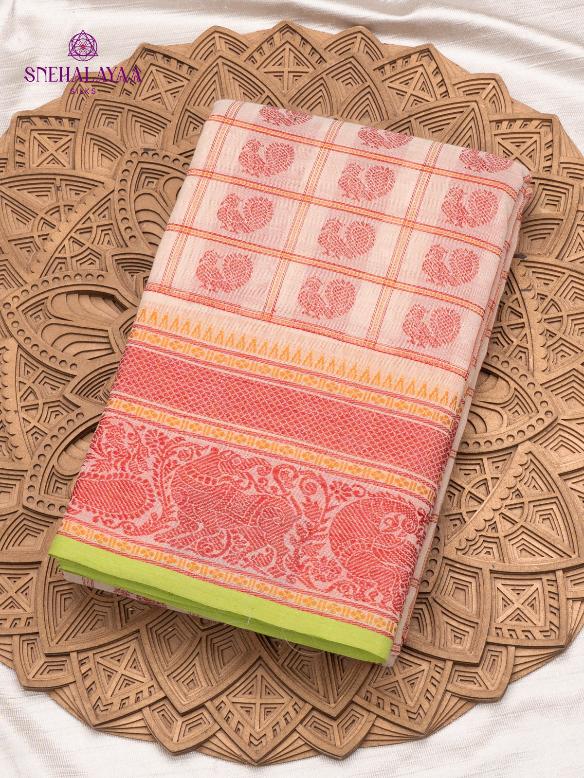 Cream Pure Kanchi Cotton Saree