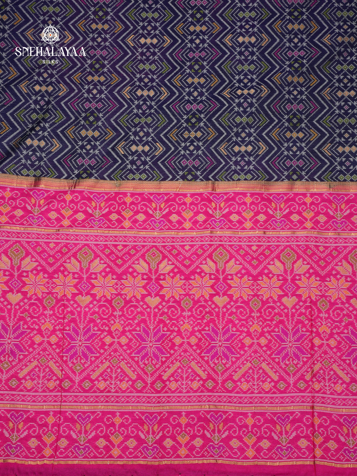 Navy Blue Ikat Saree