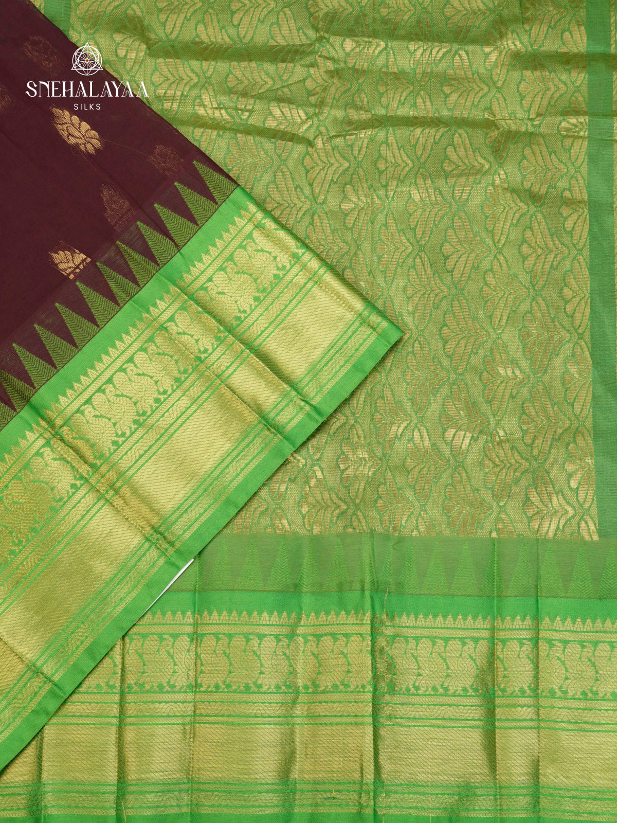 Burgundy Gadwal Cotton Saree Without Blouse