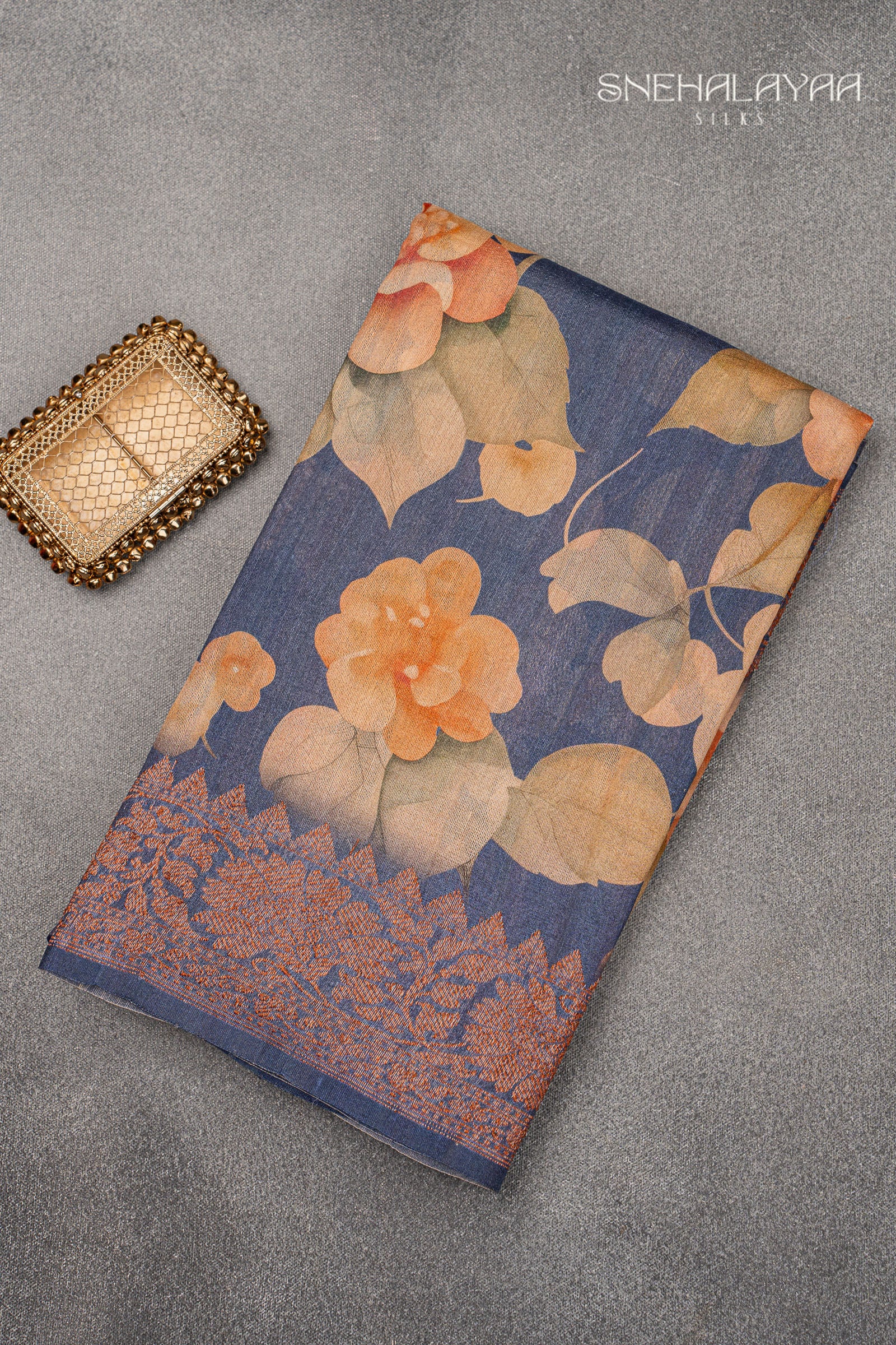 Aegean Blue Jute Tussar Saree