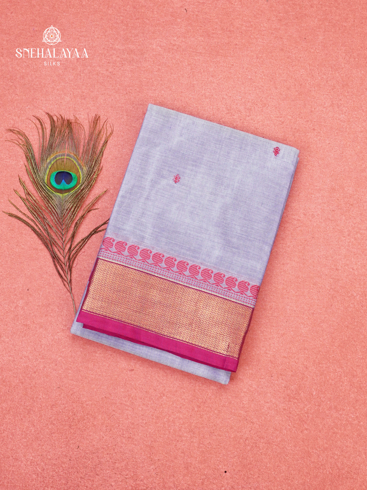 Ash Grey Chettinad Cotton Saree