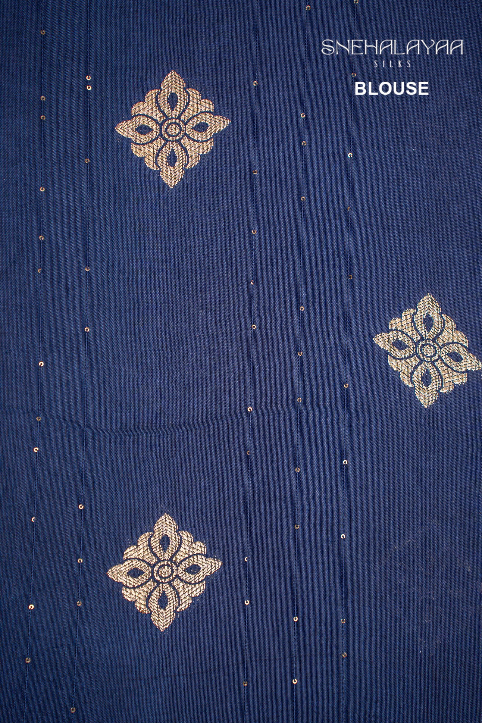 Sapphire Blue Chinon Silk Saree