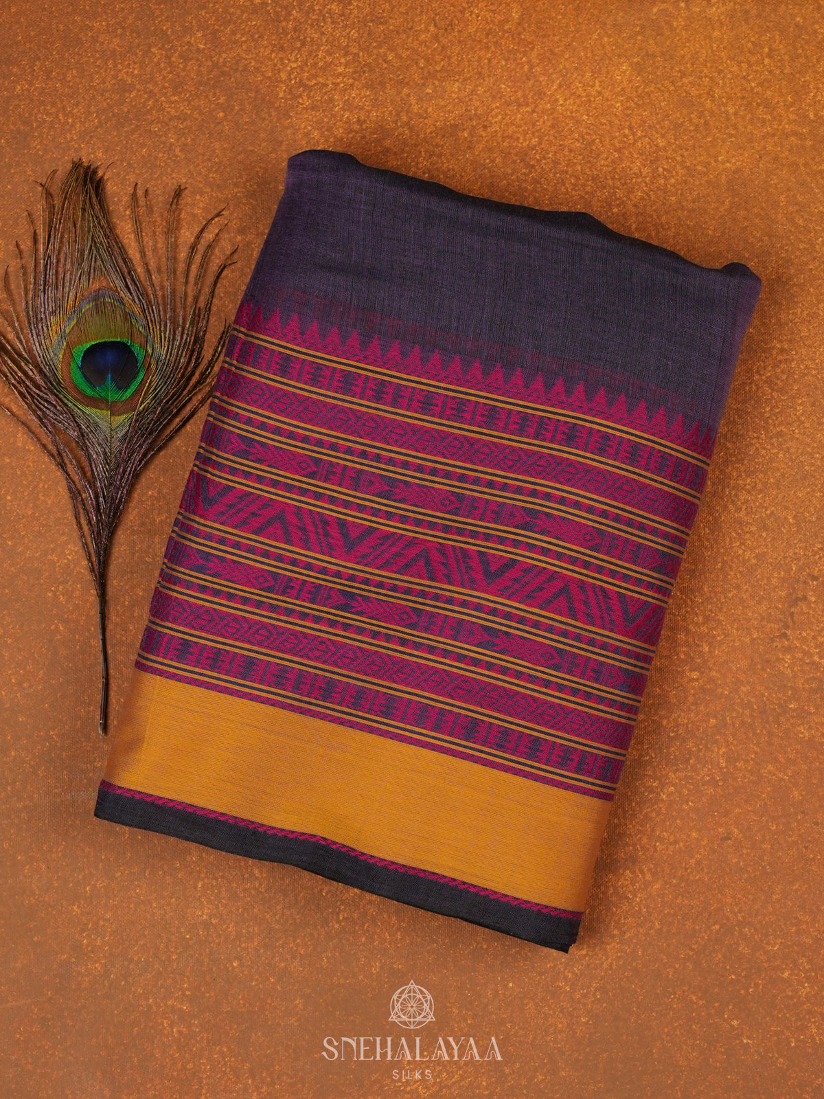Violet Bengal Cotton Saree