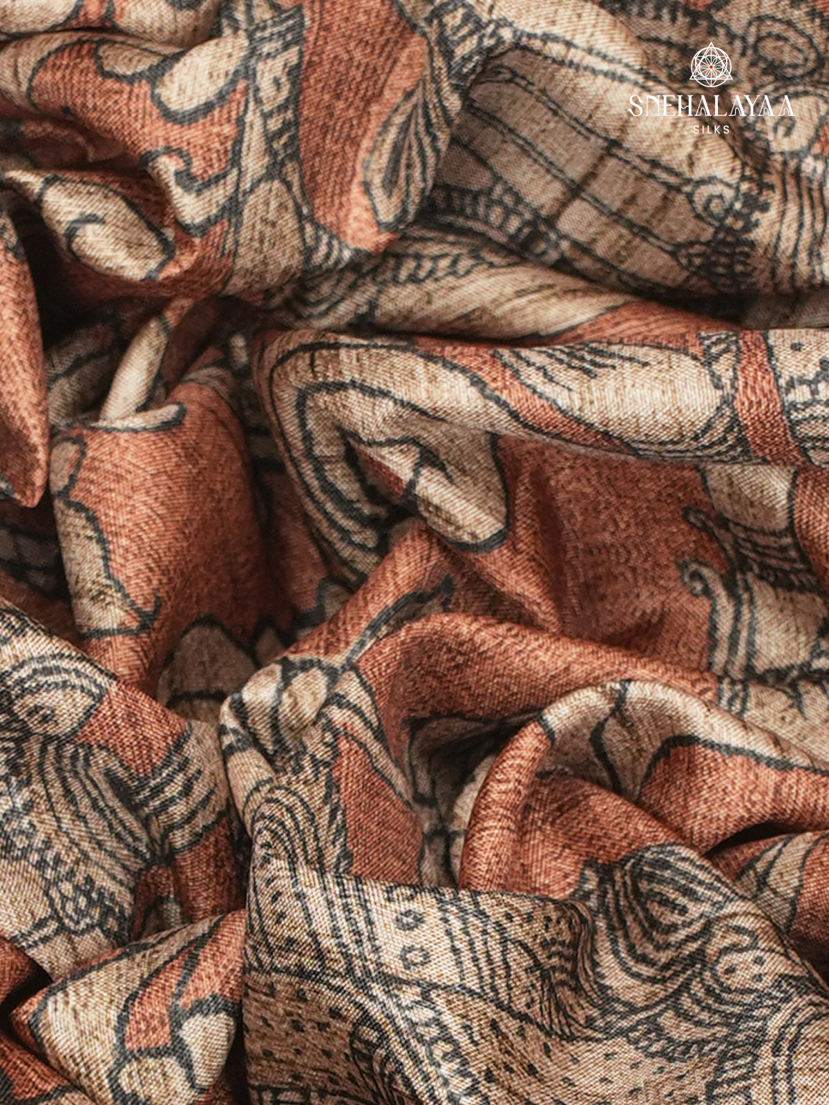 Brown Kalamkari Tussar Saree