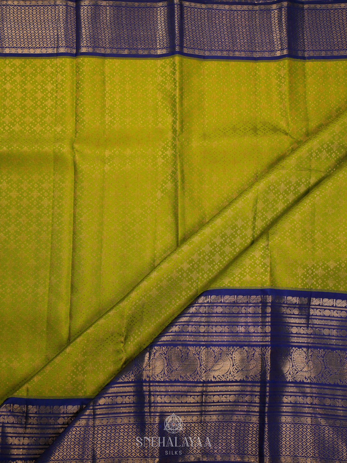 Lime Green Kanjivaram Silk Saree