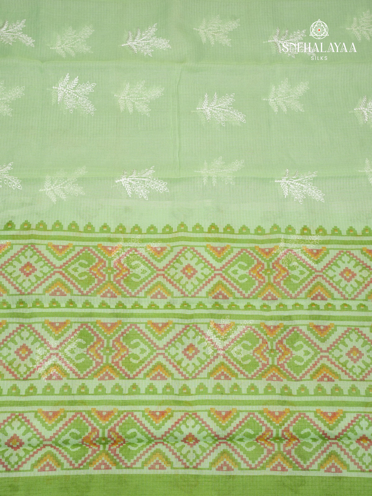Pista Green Kota Embroidery Saree