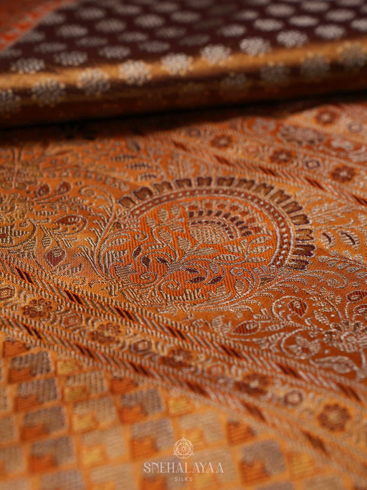 Golden Brown Kanjivaram Silk Saree