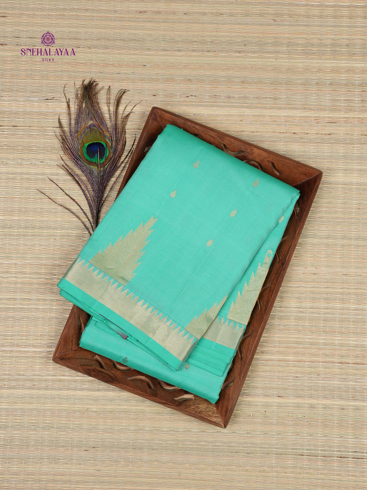 Seafoam Green Kanjivaram Silk Saree