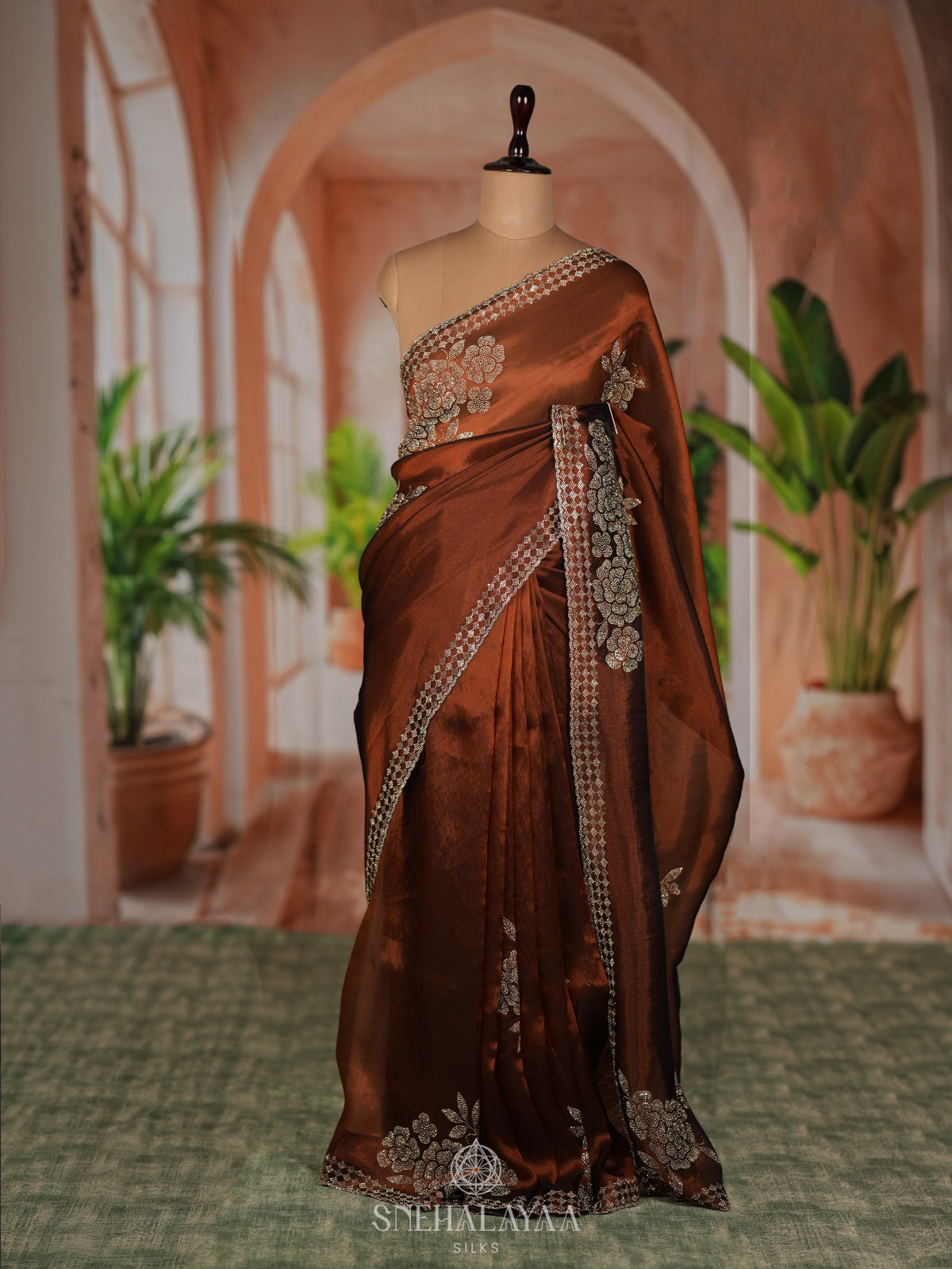 Brown Designer Saree