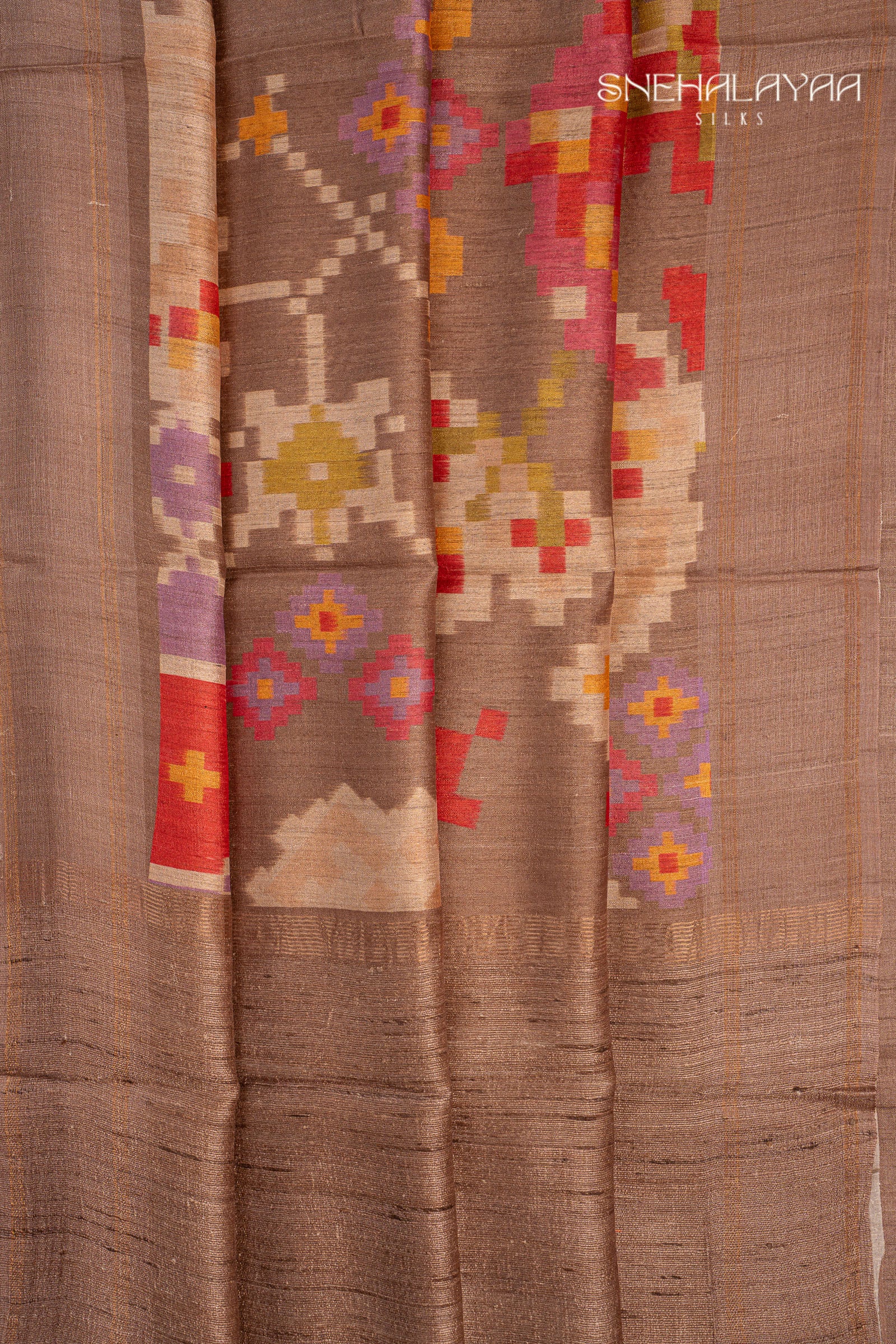 Brown Tussar Saree