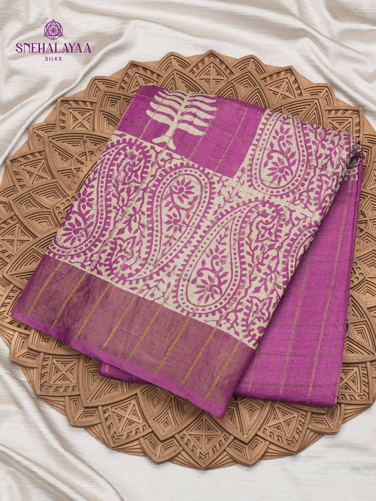 Pink Tussar Silk Saree