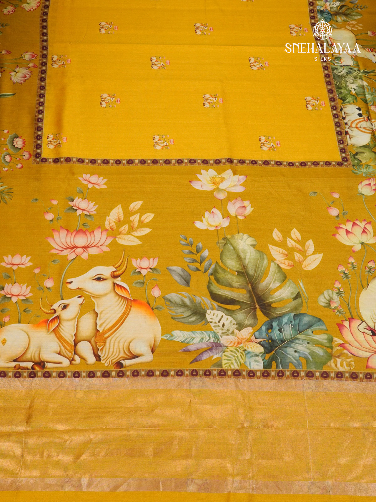 Yellow Chiniya Silk Saree