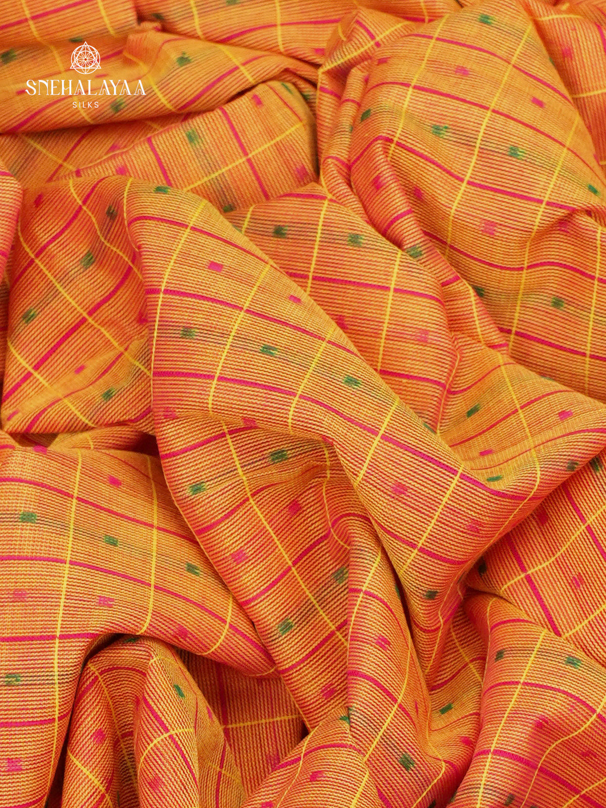 Mustard Checked Chettinad Cotton Saree