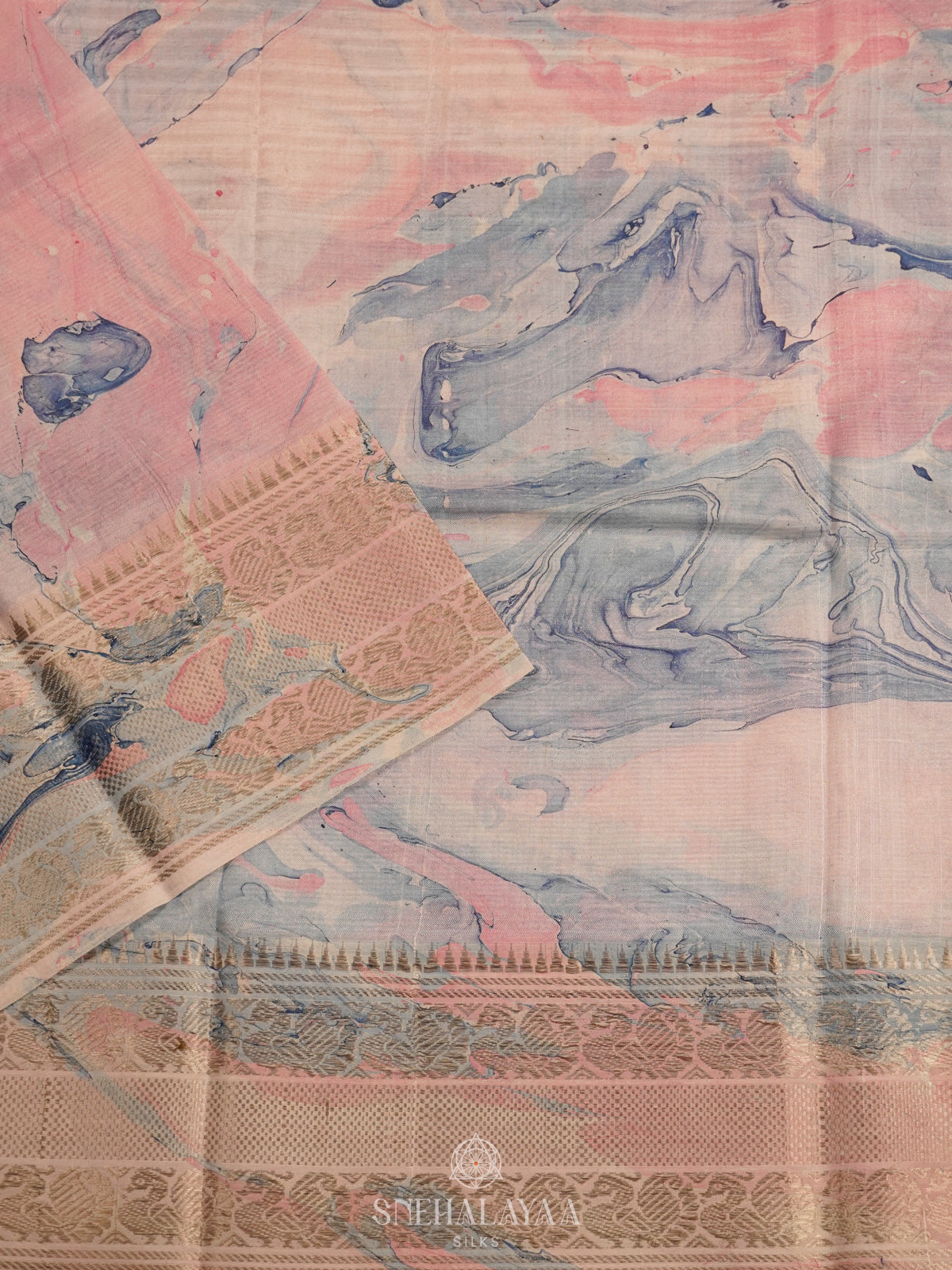 Pale Pink Mangalagiri Printed Saree