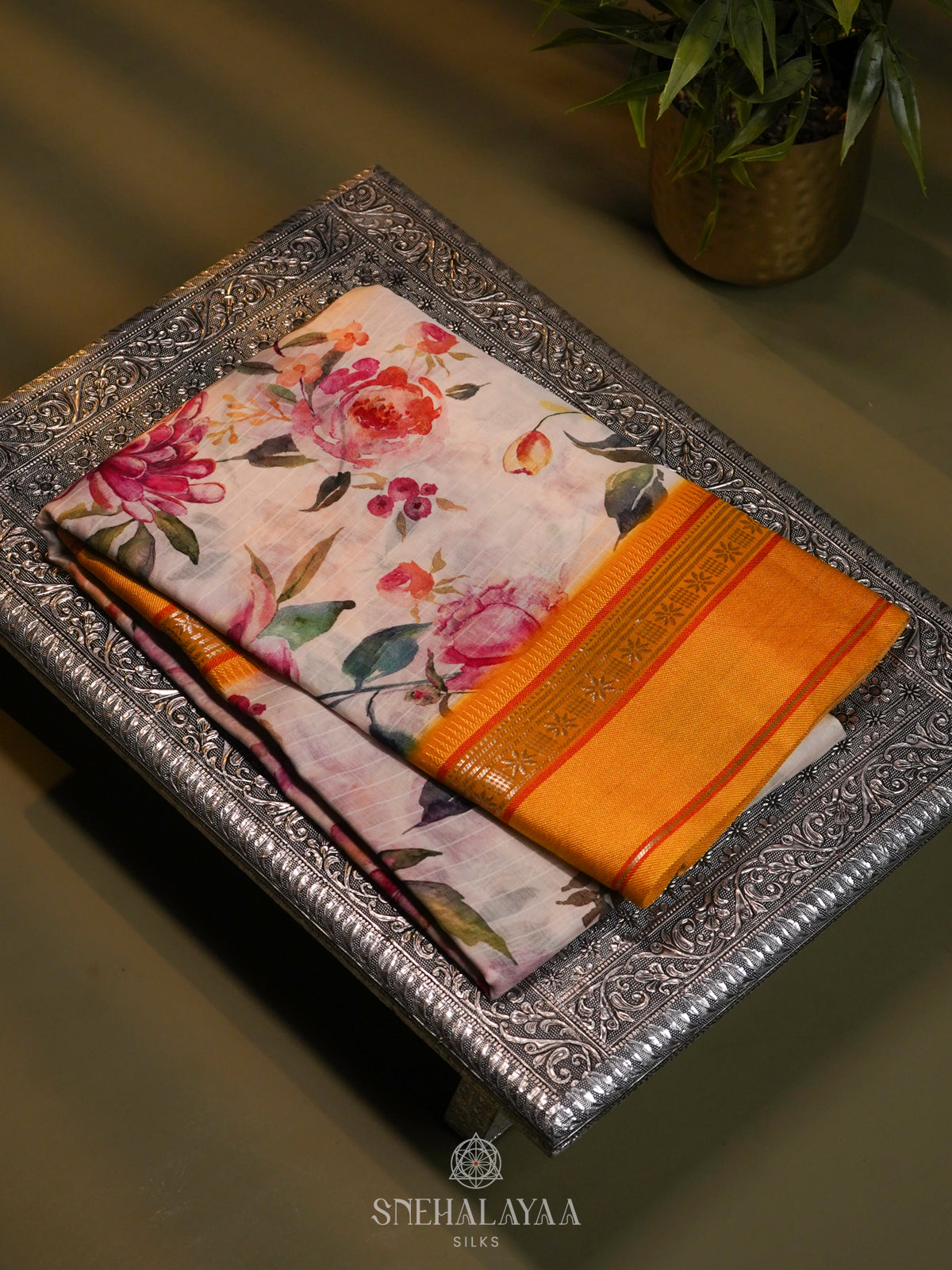 Beige Chanderi Saree