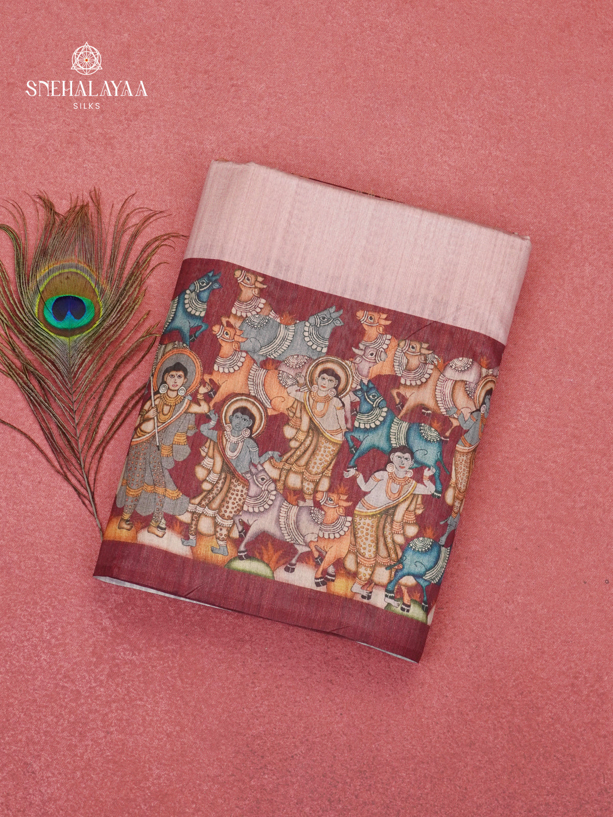 Pale Pink Munga Tussar Saree