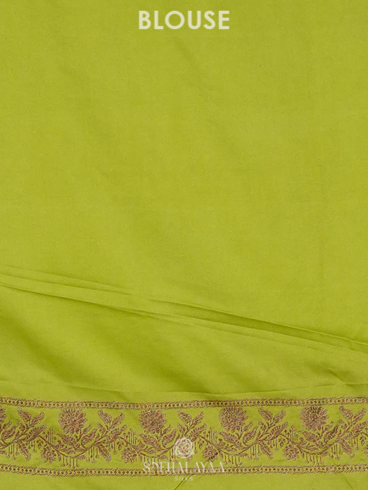 Lime Green Satin Banaras Saree