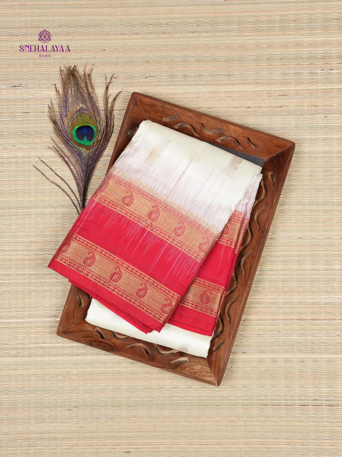 White Kanjivaram Silk Saree